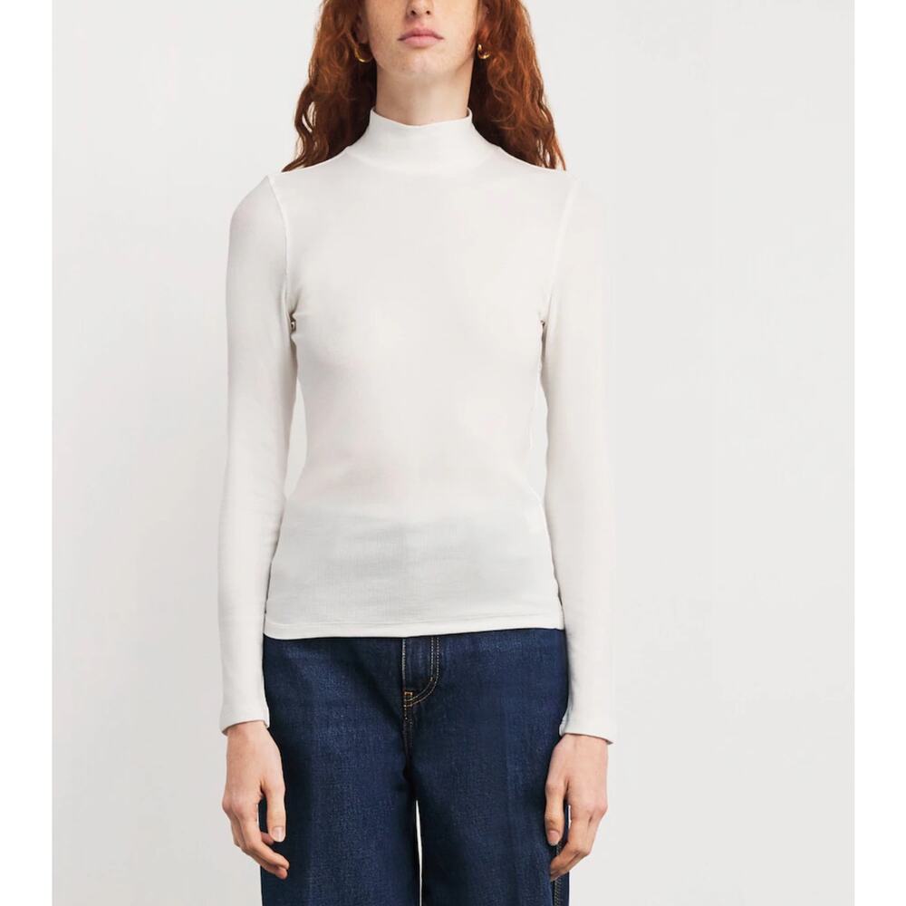Frame Modal Ribbed Roll Neck Long Sleeve Tee XS